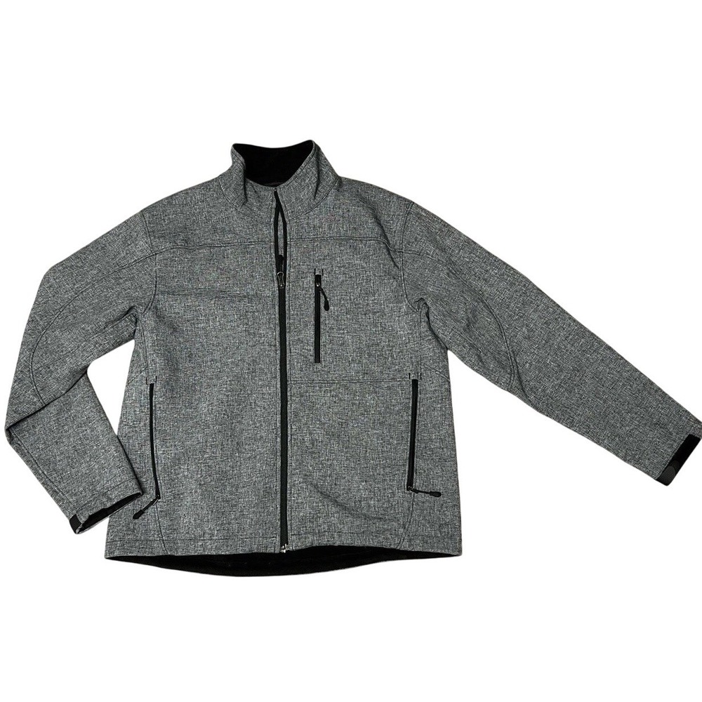 Kirkland Signature Men's L Softshell Jacket Gray Fleece Lined Water Resistant‎